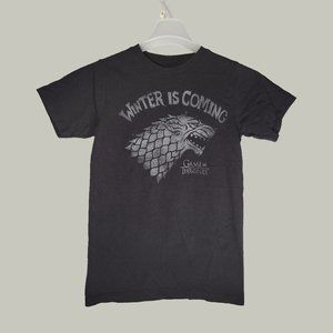Game of Thrones Tshirt Winter is Coming Short Sleeve Black Size Small